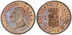1911*1. Alfonso XIII. PCV. 1 céntimo. (Cal. 78). 0,92 g. Bella. S/C-.