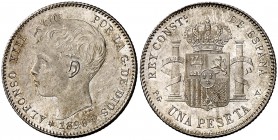 1896*1896. Alfonso XIII. PGV. 1 peseta. (Cal. 41). 4,91 g. Bella. S/C-.