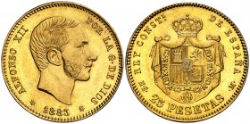 1883*1883. Alfonso XII. MSM. 25 pesetas. (Cal. 18). 8,07 g. Bella. Brillo original. Rara y más así. S/C-.
