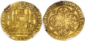 s/d (1346-1384). Bélgica. Flandes. Luis de Male. 1 silla de oro. (Fr. 163). AU. En cápsula de la NGC como MS62, nº 4425975-006. Muy bella. Ex Stack's ...