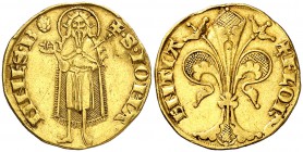 (1252-1303). Italia. Florencia. Florín. (Fr. 275) (MIR. 4). 3,48 g. AU. Golpecito. Bonito color. MBC+.