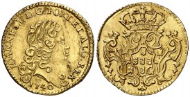 1740. Portugal. Juan V. Lisboa. 800 reis (1/2 escudo). (Fr. 92) (Gomes 110.18). 1,77 g. AU. Ex Áureo & Calicó 30/10/2014, nº 2219. EBC-.
