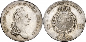 1788. Suecia. Gustavo III. OL. 1 riksdaler. (Kr. 527). 29,20 g. AG. Bella. Preciosa pátina. Escasa así. EBC+.