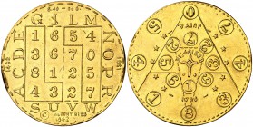 ¿1942?. Medalla Estados Unidos. Numerología y esoterismo. 79,85 g. Ø 40 mm. Oro. Dos golpecitos en canto. (EBC-).