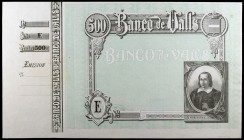 (1892). Banco de Valls. 500 pesetas. Pedro Antonio de Veciana. Serie E. Con matriz lateral izquierda y retrato, pero sin el texto del interior. Ex Col...