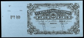 1904. Manila. Banco Español Filipino. 10 pesos. (Ed. F18m) (Ed. 18M). 1 de enero. Muestra sin firmas, sin numerar, con matriz lateral izquierda. CANCE...