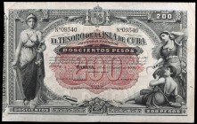 1891. El Tesoro de la Isla de Cuba. 200 pesos. (Ed. CU65) (Ed. 68). 12 de agosto. Sin firmas. Ex Colección Cervantes 08/11/2018, nº 1454. Raro. MBC+....