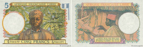 Country : FRENCH EQUATORIAL AFRICA 
Face Value : 5 Francs 
Date : (1941) 
Period/Province/Bank : Afrique Française Libre 
Department : Congo 
French C...