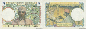 Country : FRENCH WEST AFRICA (1895-1958) 
Face Value : 5 Francs 
Date : 12 août 1937 
Period/Province/Bank : Banque de l'Afrique Occidentale 
Catalogu...