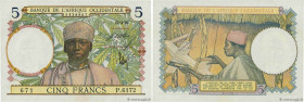 Country : FRENCH WEST AFRICA (1895-1958) 
Face Value : 5 Francs 
Date : 27 avril 1939 
Period/Province/Bank : Banque de l'Afrique Occidentale 
Catalog...