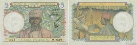 Country : FRENCH WEST AFRICA (1895-1958) 
Face Value : 5 Francs 
Date : 22 avril 1942 
Period/Province/Bank : Banque de l'Afrique Occidentale 
Catalog...