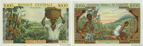 Country : CAMEROON 
Face Value : 1000 Francs 
Date : (1962) 
Period/Province/Bank : B.C.E.A.E.C. - Banque Centrale 
Department : République Fédérale d...