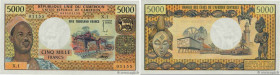 Country : CAMEROON 
Face Value : 5000 Francs 
Date : (1974) 
Period/Province/Bank : B.E.A.C. 
Department : République Unie du Cameroun 
Catalogue refe...