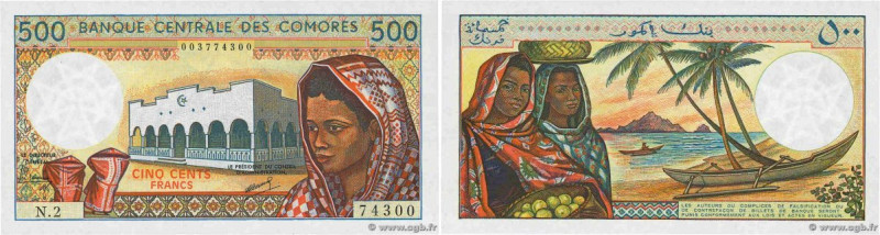 Country : COMOROS 
Face Value : 500 Francs 
Date : (1986) 
Period/Province/Bank ...