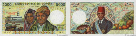 Country : COMOROS 
Face Value : 5000 Francs 
Date : (1986) 
Period/Province/Bank : Banque Centrale des Comores 
Catalogue reference : P.12a 
Alphabet ...