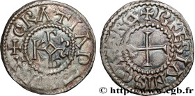 CHARLES II LE CHAUVE / THE BALD
Type : Denier 
Date : 25/06/864 
Date : n.d. 
Mint name / Town : Blois 
Metal : silver 
Diameter : 19,5  mm
Orientatio...