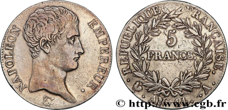 PREMIER EMPIRE / FIRST FRENCH EMPIRE
Type : 5 francs Napoléon Empereur, Calendri...