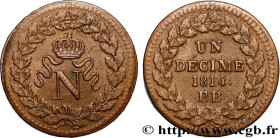 PREMIER EMPIRE / FIRST FRENCH EMPIRE
Type : Un décime à l’N couronnée 
Date : . 
Date : 1814 
Mint name / Town : Strasbourg 
Quantity minted : --- 
Me...