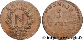 PREMIER EMPIRE / FIRST FRENCH EMPIRE
Type : 5 cent. Anvers à l’N, frappe de l’atelier de Wolschot 
Date : 1814 
Mint name / Town : Anvers 
Quantity mi...
