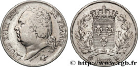 LOUIS XVIII
Type : 2 francs Louis XVIII 
Date : 1823 
Mint name / Town : La Rochelle 
Quantity minted : 20100 
Metal : silver 
Millesimal fineness : 9...