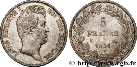 LOUIS-PHILIPPE I
Type : 5 francs type Tiolier avec le I, tranche en creux 
Date : 1831 
Mint name / Town : Rouen 
Quantity minted : 7.886.588 
Metal :...