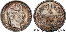 LOUIS-PHILIPPE I
Type : 1/2 franc Louis-Philippe 
Date : 1845 
Mint name / Town : Rouen 
Quantity minted : 917780 
Metal : silver 
Millesimal fineness...
