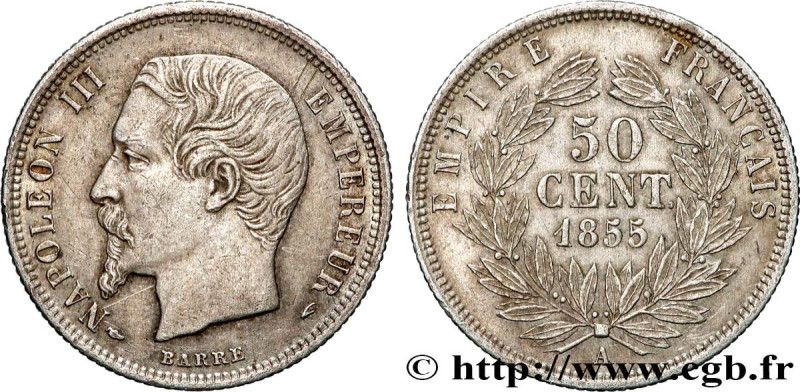 SECOND EMPIRE
Type : 50 centimes Napoléon III, tête nue 
Date : 1855 
Mint name ...