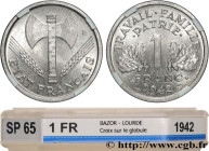FRENCH STATE
Type : 1 franc Francisque, lourde, avec les croix 
Date : 1942 
Mint name / Town : Paris 
Quantity minted : --- 
Metal : aluminium 
Diame...