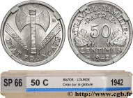 FRENCH STATE
Type : 50 centimes Francisque, lourde, premiers exemplaires avec les CROIX 
Date : 1942 
Mint name / Town : Paris 
Quantity minted : 180....