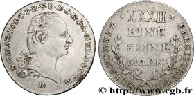 GERMANY - DUCHY OF BERG - MAXIMILIAN JOSEPH
Type : 1/2 Thaler 
Date : 1804 
Metal : silver 
Millesimal fineness : 750  ‰
Diameter : 30,5  mm
Orientati...