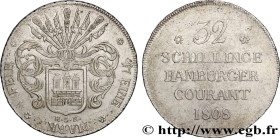GERMANY - FREE CITY OF HAMBURG
Type : 32 schilling emblème de la ville 
Date : 1808 
Mint name / Town : Hambourg 
Quantity minted : 210000 
Metal : si...