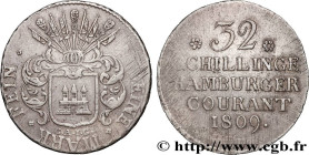 GERMANY - TERRITORY OF HAMBURG 
Type : 32 schillings, 2e type 
Date : 1809 
Mint name / Town : Hambourg 
Quantity minted : 3058000 
Metal : silver 
Mi...