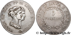 ITALY - PRINCIPALTY OF LUCCA AND PIOMBINO - FELIX BACCIOCHI AND ELISA BONAPARTE
Type : 5 Franchi, bustes moyens 
Date : 1806 
Mint name / Town : Flore...