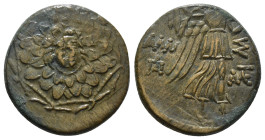 PONTOS. Amisos. Ae (Circa 85-65 BC). Time of Mithradates VI Eupator.
Obv: Aegis facing.
Rev: AMIΣOY.
Nike advancing right with shouldered palm branch;...
