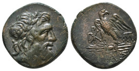 BITHYNIA. Dia. Ae(Circa 95-90 or 80-70 BC). Struck under Mithradates VI Eupator.
Obv: Laureate head of Zeus right.
Rev: ΔΙΑΣ. Eagle, with head right a...