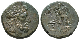 BITHYNIA. Dia. Ae(Circa 95-90 or 80-70 BC). Struck under Mithradates VI Eupator.
Obv: Laureate head of Zeus right.
Rev: ΔΙΑΣ. Eagle, with head right a...