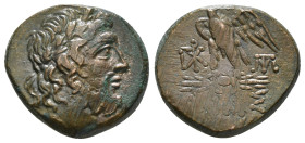 PONTOS. Amaseia?????. Ae (Circa 85-65 or 80-70 BC). Struck under Mithradates VI Eupator.
Obv: Laureate head of Zeus right.
Rev: Σ
Eagle standing left ...