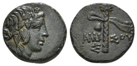 PONTOS. Amisos. Time of Mithradates VI Eupator (Circa 105-90 or 90-85 BC). Ae.
Obv: Head of Dionysos right, wearing ivy wreath.
Rev: AMI - ΣOY.
Thyrso...