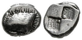 PAPHLAGONIA. Sinope. Drachm (Circa 490-425 BC).
Obv: Head of sea-eagle left; below, dolphin left.
Rev: Quadripartite incuse square, diagonal quarters ...