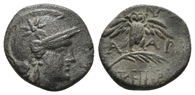 MYSIA. Pergamon. Ae (Circa 200-133 BC).
Obv: Head of Athena right, wearing helme...