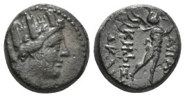 PHRYGIA. Apameia. Ae (Circa 88-40 BC).
Obv: Turreted head of Artemis-Tyche right, with bow and quiver over shoulder.
Rev: AΠAMEΩN.
Marsyas advancing r...