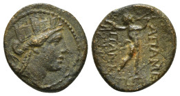 PHRYGIA. Apameia. Ae (Circa 88-40 BC).
Obv: Turreted head of Artemis-Tyche right, with bow and quiver over shoulder.
Rev: AΠAMEΩN.
Marsyas advancing r...
