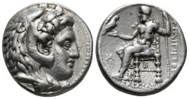 KINGS OF MACEDON. Philip III Arrhidaios (323-317 BC). Tetradrachm. circa 323-319 BC.
Head of Herakles right, wearing lion skin headdress
/ Zeus  sea...
