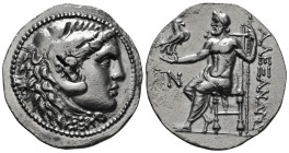 KINGS OF MACEDON. Alexander III 'the Great' (336-323 BC).Tetradrachm.
Obv: Head of Herakles right, wearing lion skin.
Rev: AΛΕΞΑΝΔΡΟY.
Zeus seated ...
