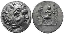 KINGS OF MACEDON. Alexander III 'the Great' (336-323 BC).Tetradrachm.
Obv: Head of Herakles right, wearing lion skin.
Rev: AΛΕΞΑΝΔΡΟY.
Zeus seated lef...