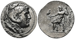 KINGS OF MACEDON. Alexander III 'the Great' (336-323 BC).Tetradrachm.
Obv: Head of Herakles right, wearing lion skin.
Rev: AΛΕΞΑΝΔΡΟY.
Zeus seated lef...