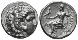 KINGS OF MACEDON. Alexander III 'the Great' (336-323 BC).Tetradrachm.
Obv: Head of Herakles right, wearing lion skin.
Rev: AΛΕΞΑΝΔΡΟY.
Zeus seated lef...