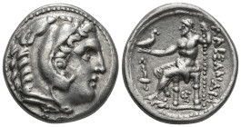KINGS OF MACEDON. Alexander III 'the Great' (336-323 BC).Tetradrachm.
Obv: Head of Herakles right, wearing lion skin.
Rev: AΛΕΞΑΝΔΡΟY.
Zeus seated lef...