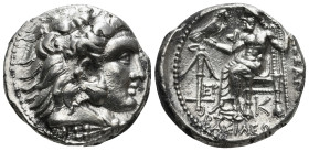 KINGS OF MACEDON. Alexander III 'the Great' (336-323 BC).Tetradrachm.
Obv: Head of Herakles right, wearing lion skin.
Rev: AΛΕΞΑΝΔΡΟY.
Zeus seated lef...