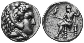 KINGS OF MACEDON. Alexander III 'the Great' (336-323 BC).Tetradrachm.
Obv: Head of Herakles right, wearing lion skin.
Rev: AΛΕΞΑΝΔΡΟY.
Zeus seated lef...